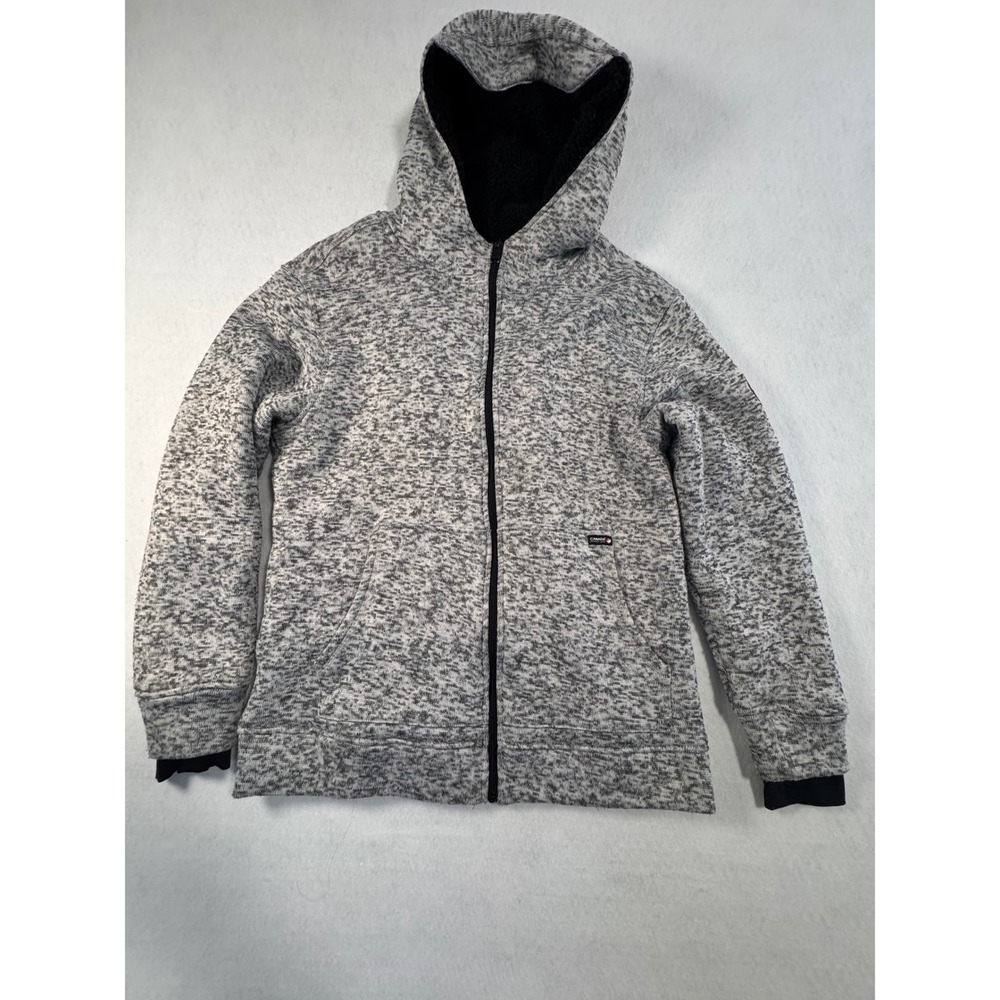 Canada Weather Gear Mens Full Zip Sherpa Lined Hoodie Grey Marled Knit Jacket